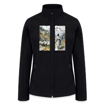 Psalm 23 Shepherd Illustration - Women’s Soft Shell Jacket - black - Front