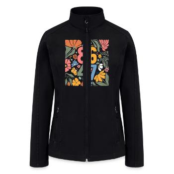 Vintage Floral Number Art - Women’s Soft Shell Jacket - black - Front