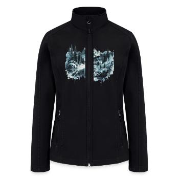 Scenic Winter Mountain Landscape with Pine Trees - Women’s Soft Shell Jacket - black - Front