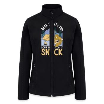 Camping Bear Attack Tip Hiking Camper - Women’s Soft Shell Jacket - black - Front