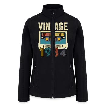 Vintage 1984 Limited Edition Cassette Bday Gift - Women’s Soft Shell Jacket - black - Front