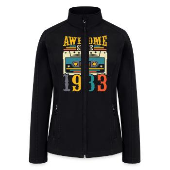 Awesome Since 1983 Retro Cassette Birthday Gift - Women’s Soft Shell Jacket - black - Front