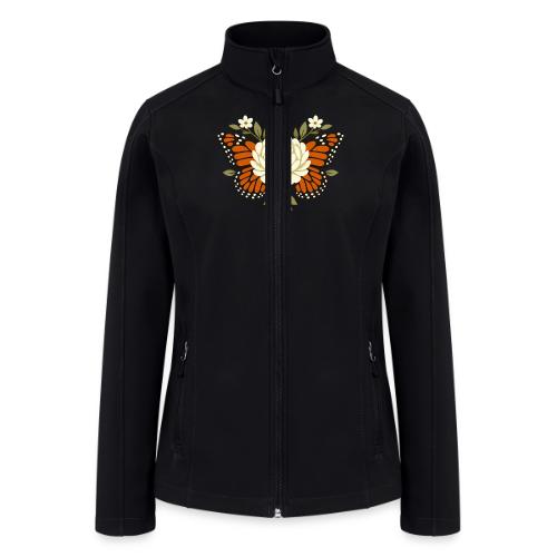 Monarch Butterfly Floral Botanical Art - Women’s Soft Shell Jacket