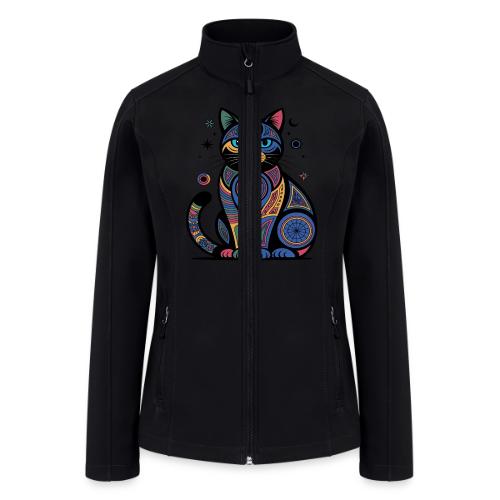 Vibrant Geometric Cat Mandala - Women’s Soft Shell Jacket