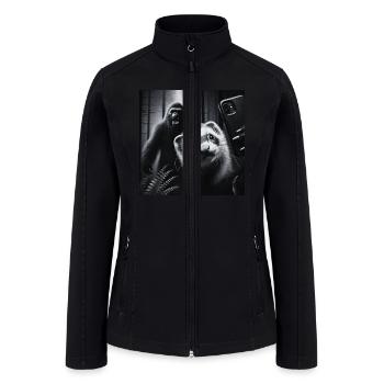 Ferret Selfie with Yeti Bigfoot Funny - Women’s Soft Shell Jacket - black - Front