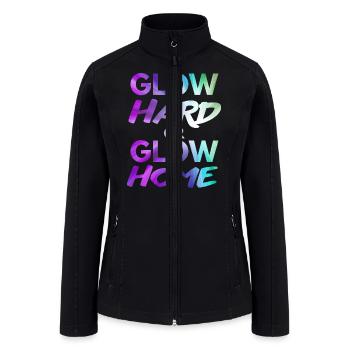 Glow Hard Or Glow Home | Neon colors - Women’s Soft Shell Jacket - black - Front