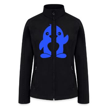Cute Penguin Small Waving Greeting South Pole Bird - Women’s Soft Shell Jacket - black - Front