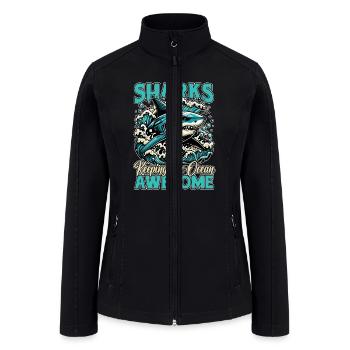Shark Enthusiast Sharks Keeping The Oceanologist - Women’s Soft Shell Jacket - black - Front