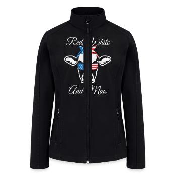 Red White and Moo Cow USA Flag 4th of July Gifts - Women’s Soft Shell Jacket - black - Front