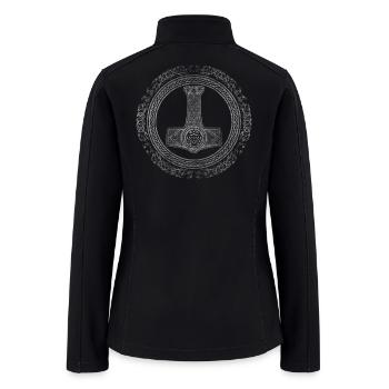 Thor's Hammer Mjolnir Viking Runes Gift - Women’s Soft Shell Jacket - black - Back