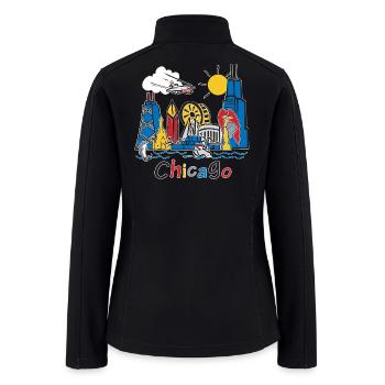ChicagoGo Cartoon Skyline - Women’s Soft Shell Jacket - black - Back