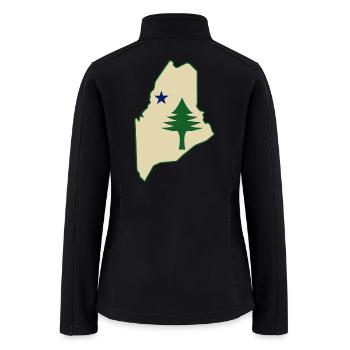 Pine tree and star 1901 flag map of Maine State - Women’s Soft Shell Jacket - black - Back