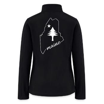Pine tree and star 1901 flag map of Maine State - Women’s Soft Shell Jacket - black - Back
