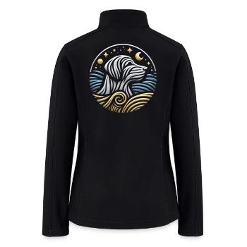 Moonlit Wolf Howl Over Ocean Waves - Women’s Soft Shell Jacket - black - Back