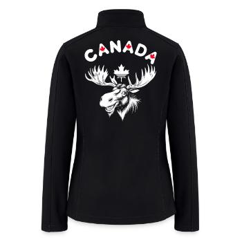 Canadian Moose with Maple Leaf Emblem - Women’s Soft Shell Jacket - black - Back