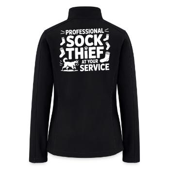 Funny Dog Professional Sock Thief  - Women’s Soft Shell Jacket - black - Back