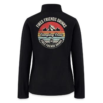 Fires Friends Drinks Camping Crew Retro Vintage - Women’s Soft Shell Jacket - black - Back