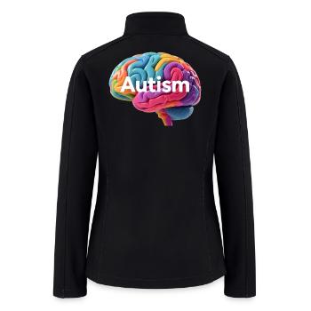 Colorful 3d Brain Autism Awareness Illustration - Women’s Soft Shell Jacket - black - Back