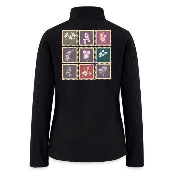 Vintage Floral Stamp Collage - Women’s Soft Shell Jacket - black - Back