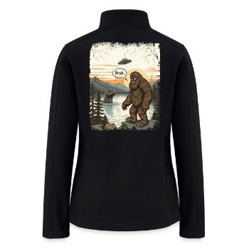 Funny Introvert Bigfoot Sasquatch Loch Ness Retro  - Women’s Soft Shell Jacket - black - Back
