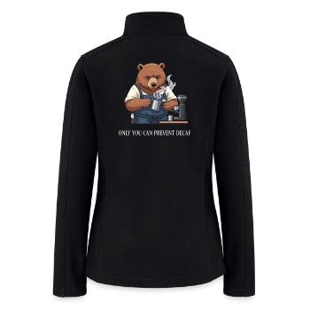 Rustic Bear Barista Illustration - Women’s Soft Shell Jacket - black - Back