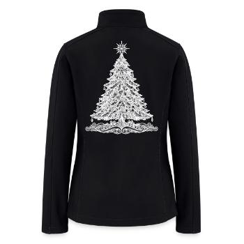 Merry Christmas Pine Tree Gift Print - Women’s Soft Shell Jacket - black - Back