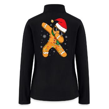Dabbing Gingerbread Man Funny Christmas Pajamas - Women’s Soft Shell Jacket - black - Back
