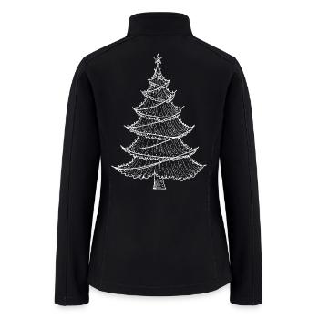 Merry Christmas Pine Tree Drawing Print - Women’s Soft Shell Jacket - black - Back