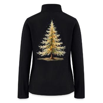 Merry Christmas Pine Tree Painting Print - Women’s Soft Shell Jacket - black - Back