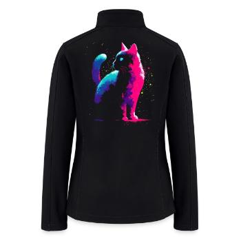 Neon Cat Splash Portrait - Women’s Soft Shell Jacket - black - Back