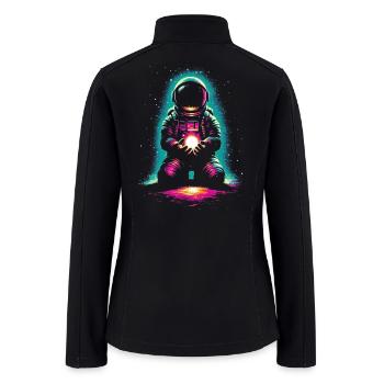 Neon Astronaut Cradling Solar Core - Women’s Soft Shell Jacket - black - Back