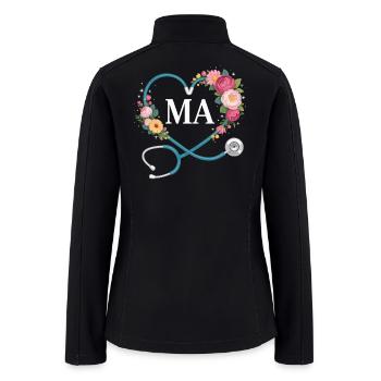 Floral Heart Stethoscope MA - Women’s Soft Shell Jacket - black - Back