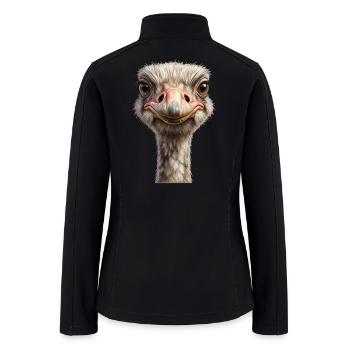 Funny Smiling Ostrich Face Cute Quirky Bird Lover  - Women’s Soft Shell Jacket - black - Back