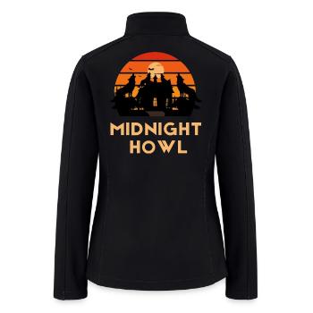 Midnight Howl Wolf Retro Sunset Shirt - Women’s Soft Shell Jacket - black - Back
