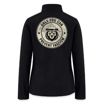 Bear Fedora Anti-Fascism Emblem - Women’s Soft Shell Jacket - black - Back