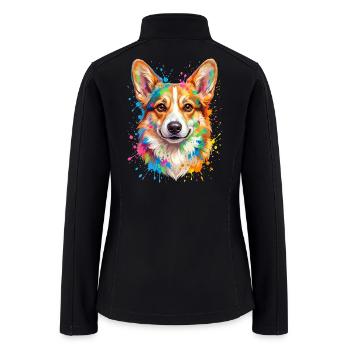 Funny Cute Corgi Art for Men Women Kids Dog Lover  - Women’s Soft Shell Jacket - black - Back