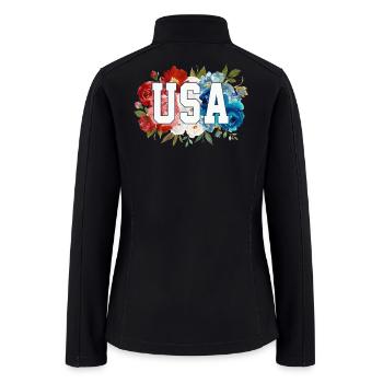 USA Floral Letters - Women’s Soft Shell Jacket - black - Back