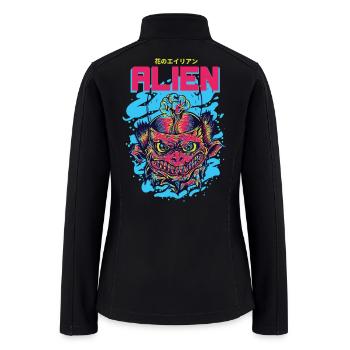 Neon Flower Alien Portrait - Women’s Soft Shell Jacket - black - Back