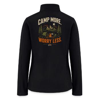 Camp More, Worry Less Outdoor Scene - Women’s Soft Shell Jacket - black - Back