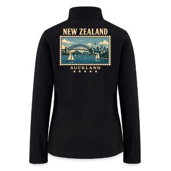 Auckland Harbor Skyline Stamp Tee - Women’s Soft Shell Jacket - black - Back