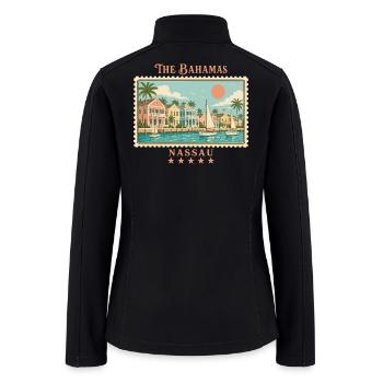 Bahamas Nassau Waterfront Stamp - Women’s Soft Shell Jacket - black - Back