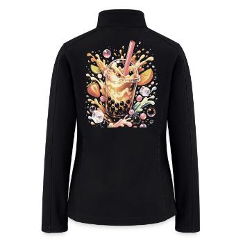 Bubble Tea Tapioca Beads Splash Art - Women’s Soft Shell Jacket - black - Back