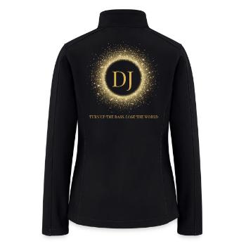 Neon DJ Monogram | Glowing Music Typography Design - Women’s Soft Shell Jacket - black - Back
