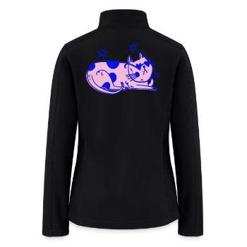 Cool Cat Funky Retro Illustration - Women’s Soft Shell Jacket - black - Back