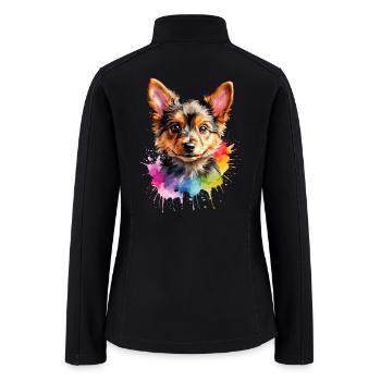 Watercolor Australian Terrier Puppy - Women’s Soft Shell Jacket - black - Back