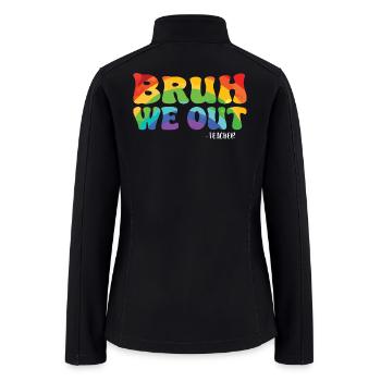 Brushing Out Teacher Rainbow Text Design - Women’s Soft Shell Jacket - black - Back