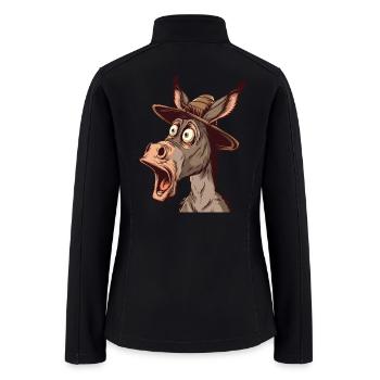 Donkey wearing a dunce cap, shocked expression - Women’s Soft Shell Jacket - black - Back