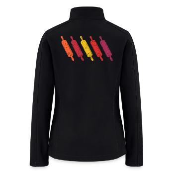 Rolling Pin Retro Vintage Baking Baker - Women’s Soft Shell Jacket - black - Back