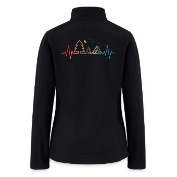 Campfire and Pine Tree Line Art Design - Women’s Soft Shell Jacket - black - Back