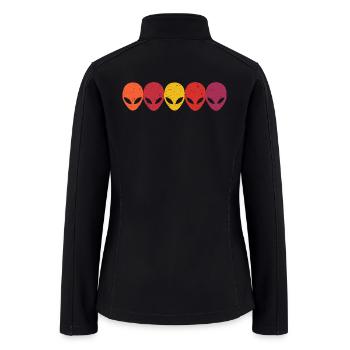 Alien Heads Faces Extraterrestrials Retro Vintage - Women’s Soft Shell Jacket - black - Back